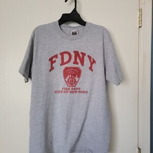 Fruit of the Loom Gray T-Shirt with Red FDNY Graphic